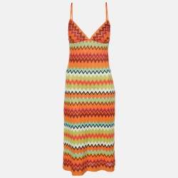 Missoni Multicolor Zig Zag Rayon Knit Midi Dress L
