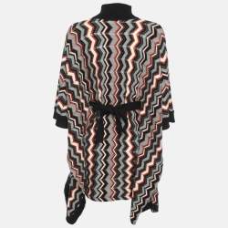 Missoni Multicolor Zig Zag Pattern Stretch Knit Cape L