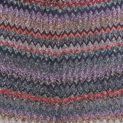 Pre Owned Missoni Multicolor Chevron Pattern Lurex Knit Wide Leg Trousers M