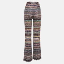 Pre Owned Missoni Multicolor Chevron Pattern Lurex Knit Wide Leg Trousers M