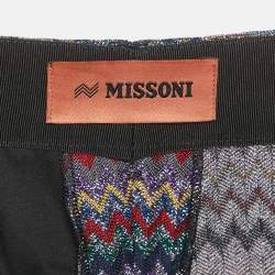 Pre Owned Missoni Multicolor Chevron Pattern Lurex Knit Wide Leg Trousers M