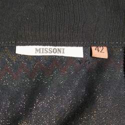 Pre Owned Missoni Multicolor Chevron Pattern Lurex Knit Wide Leg Trousers M
