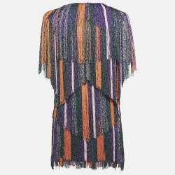 Missoni Purple Lurex Knit Fringed Mini Dress S