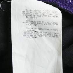 Pre Owned Missoni Purple Lurex Knit Fringed Mini Dress S