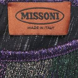 Pre Owned Missoni Purple Lurex Knit Fringed Mini Dress S