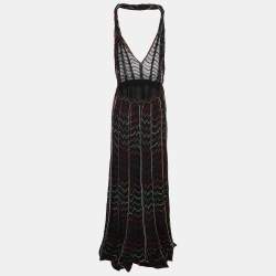 Pre Owned Missoni Multicolor Rayon Blend Knit Halter Dress L