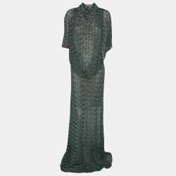 Missoni Green/Blue Rayon Blend Knit Maxi Dress L