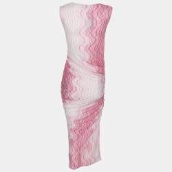 Pre Owned Missoni Pink Lame Fabric Wave Print Mini Dress S