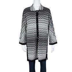 Missoni Monochrome Textured Knit Button Front Cardigan Tunic M