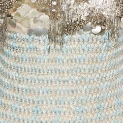 Pre Owned Missoni Blue Embellished Crochet Knit Strappy Maxi Dress S