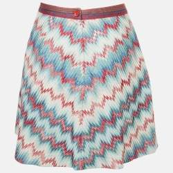 Missoni Blue Chevron Pattern Knit Mini Skirt S