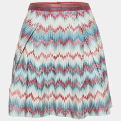Missoni Blue Chevron Pattern Knit Mini Skirt S