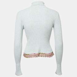 Pre Owned Missoni Light blue Rib Knit Turtle Neck Long Sleeve Sweater S