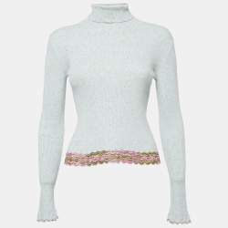 Missoni Light blue Rib Knit Turtle Neck Long Sleeve Sweater S