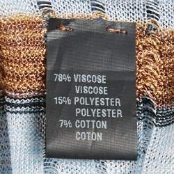 Pre Owned M Missoni Blue Lurex Knit Open Front Cardigan One Size 