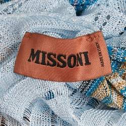 Pre Owned M Missoni Blue Lurex Knit Open Front Cardigan One Size 