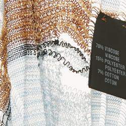 مملوكة مسبقًا سترة كارديغان مفتوحة من الأمام تريكو قماش لماع باللون الأزرق من م ميسوني مقاس واحد