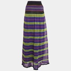 M Missoni Purple/Multicolor Patterned Knit Maxi Skirt S