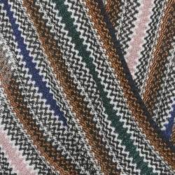 Missoni Multicolor Lurex Knit Draped Fringe Detail Asymmetric Poncho One Size 