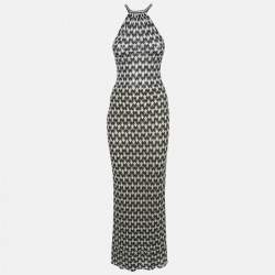 Missoni Black Patterned Knit Halter Neck Maxi Dress S