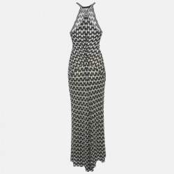 Missoni Black Patterned Knit Halter Neck Maxi Dress S