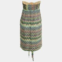 Pre Owned Missoni Multicolor Zig Zag Knit Halter Neck Mini Dress M