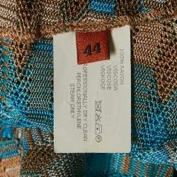 Pre Owned Missoni Blue Patterned Knit Halter Neck Midi Dress M
