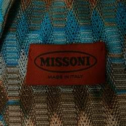 Pre Owned Missoni Blue Patterned Knit Halter Neck Midi Dress M