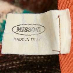 Missoni Multicolor Zig Zag Wool Knit Belted Coat S