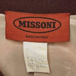 Missoni Multicolor Zig Zag Wool Knit Belted Coat S