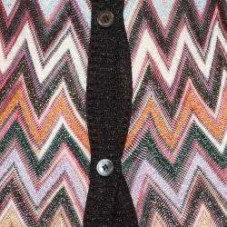 Pre Owned Missoni Multicolor Chevron Lurex Knit Long Cardigan S