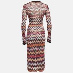 Pre Owned Missoni Multicolor Chevron Lurex Knit Long Cardigan S
