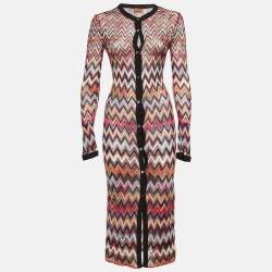 Pre Owned Missoni Multicolor Chevron Lurex Knit Long Cardigan S