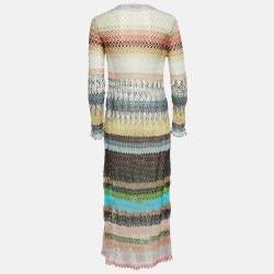 Pre Owned Missoni Multicolor Lurex Open Knit Long Cardigan S