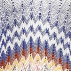 Pre Owned Missoni Blue Chevron Knit V-Neck Sheer Tunic S