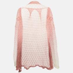 Pre Owned Missoni Pink Crochet Knit Sheer Cardigan M