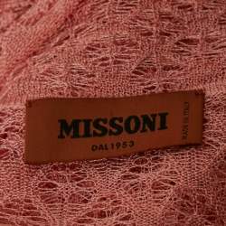 Pre Owned Missoni Pink Crochet Knit Sheer Cardigan M