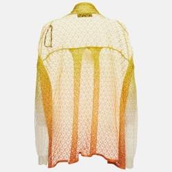Pre Owned Missoni Yellow/Orange Ombre Crochet Knit Sheer Cardigan M