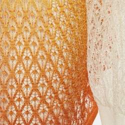Pre Owned Missoni Yellow/Orange Ombre Crochet Knit Sheer Cardigan M