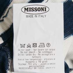 Pre Owned Missoni Blue/White Patterned Knit Drawstring Short XL