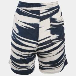 Pre Owned Missoni Blue/White Patterned Knit Drawstring Short XL