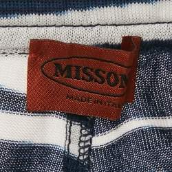 Pre Owned Missoni Blue/White Patterned Knit Drawstring Short XL