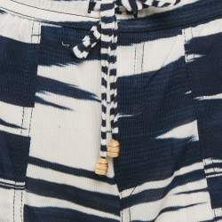 Pre Owned Missoni Blue/White Patterned Knit Drawstring Short XL