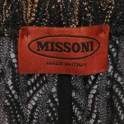 Pre Owned Missoni Brown Patterned Lurex Knit Flared Trousers M