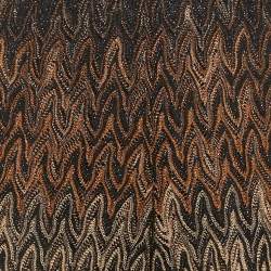 Pre Owned Missoni Brown Patterned Lurex Knit Flared Trousers M