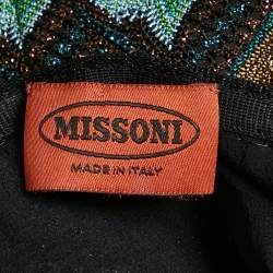 Pre Owned Missoni Multicolor Patterned Lurex Knit V-Neck Mini Dress L