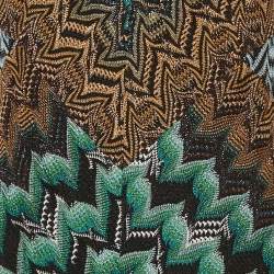 Pre Owned Missoni Multicolor Patterned Lurex Knit V-Neck Mini Dress L