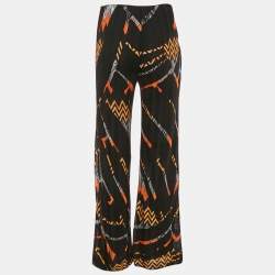 Pre Owned Missoni Black Zig Zag Knit Straight Leg Trousers M