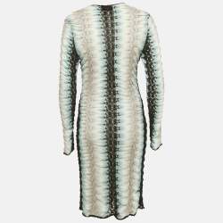 Pre Owned Missoni Blue Textured Knit Short Dress L