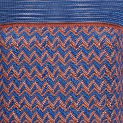 Pre Owned Missoni Blue Zig Zag Knit Mini Dress S